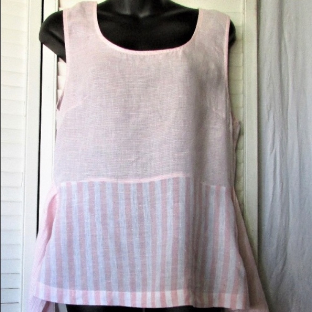 NWT Cynthia Rowley Pink Linen tie back blouse S
